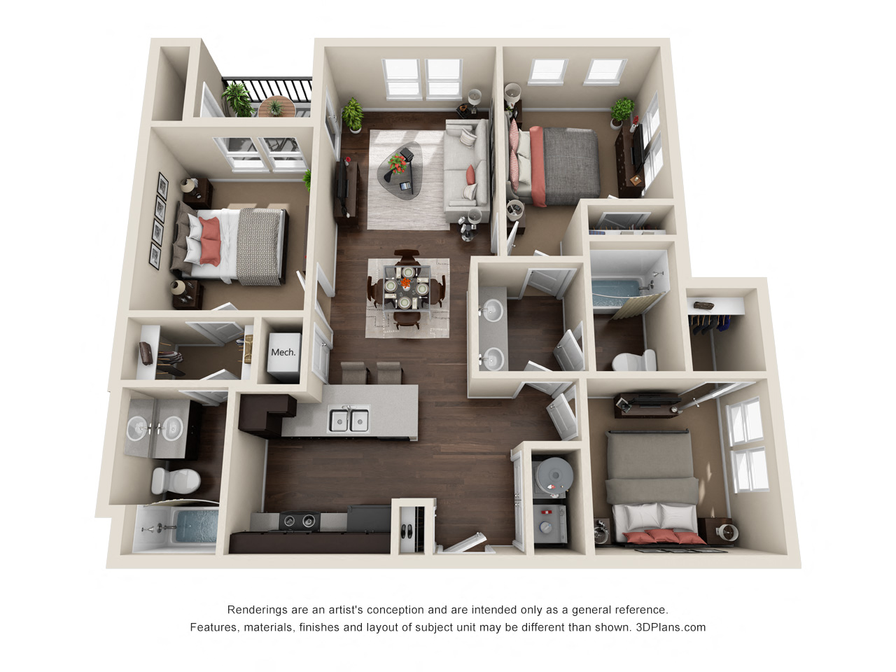 Unit C Floor Plan at Lucero, San Antonio, TX, 78237