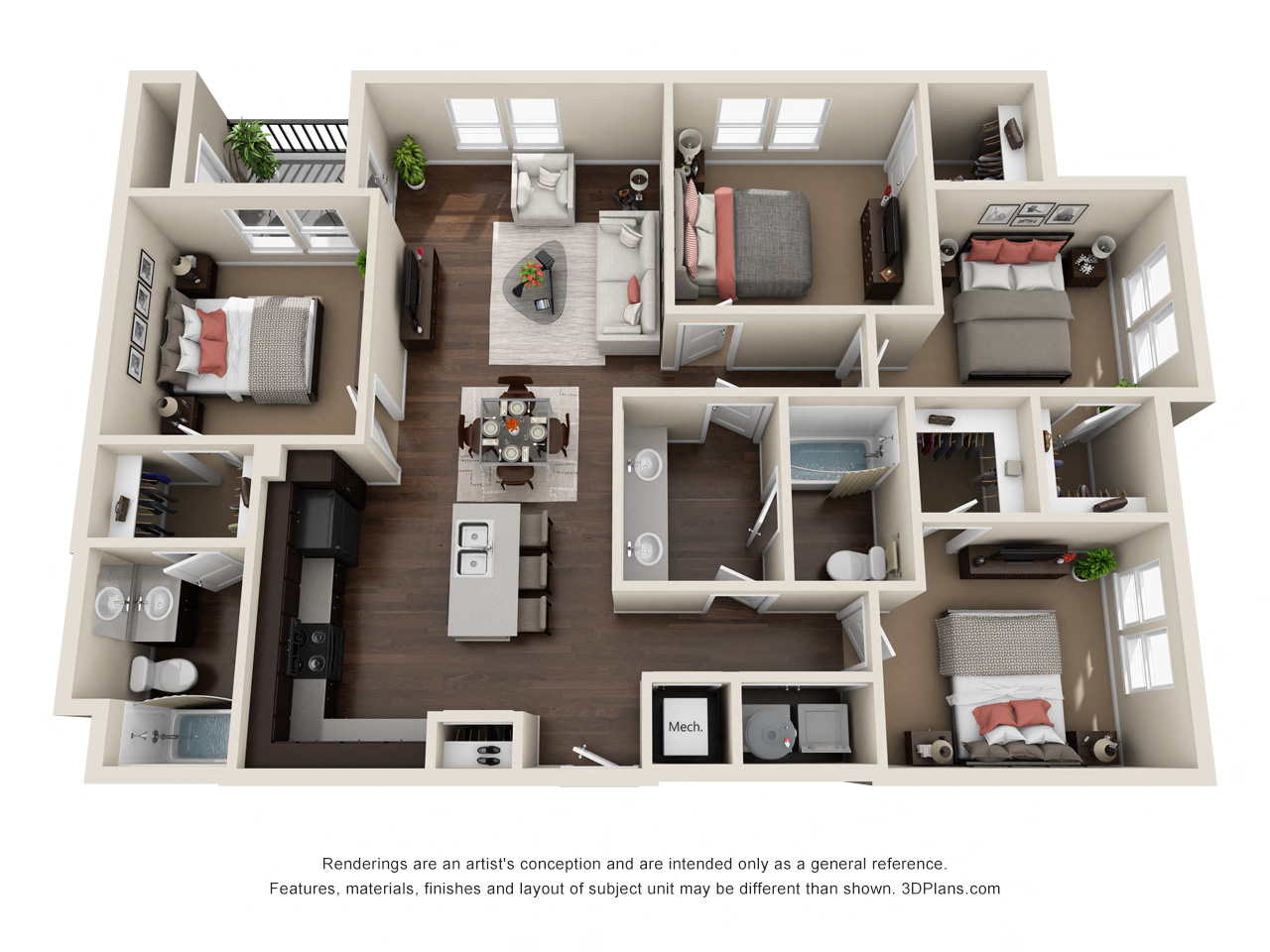 Unit D  Floor Plan at Lucero, San Antonio, TX