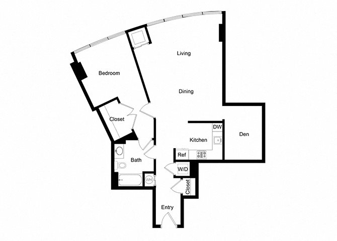 1x1 Den AD03-1 Floor Plan 1x1 Den AD03-1 Floor Plan