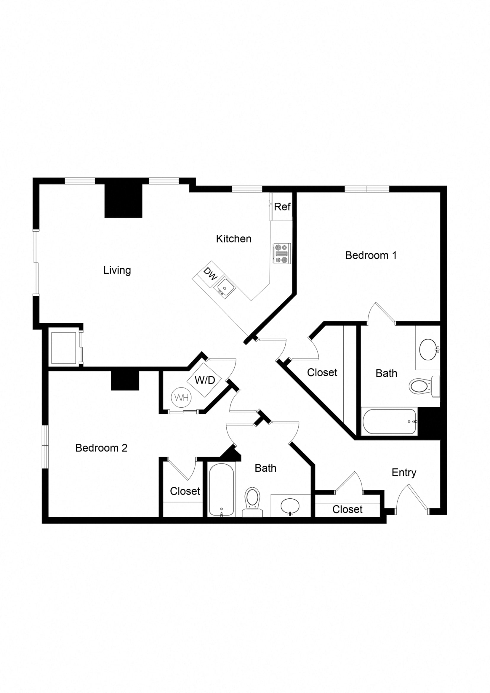 2x2 B02B-1 Floor Plan