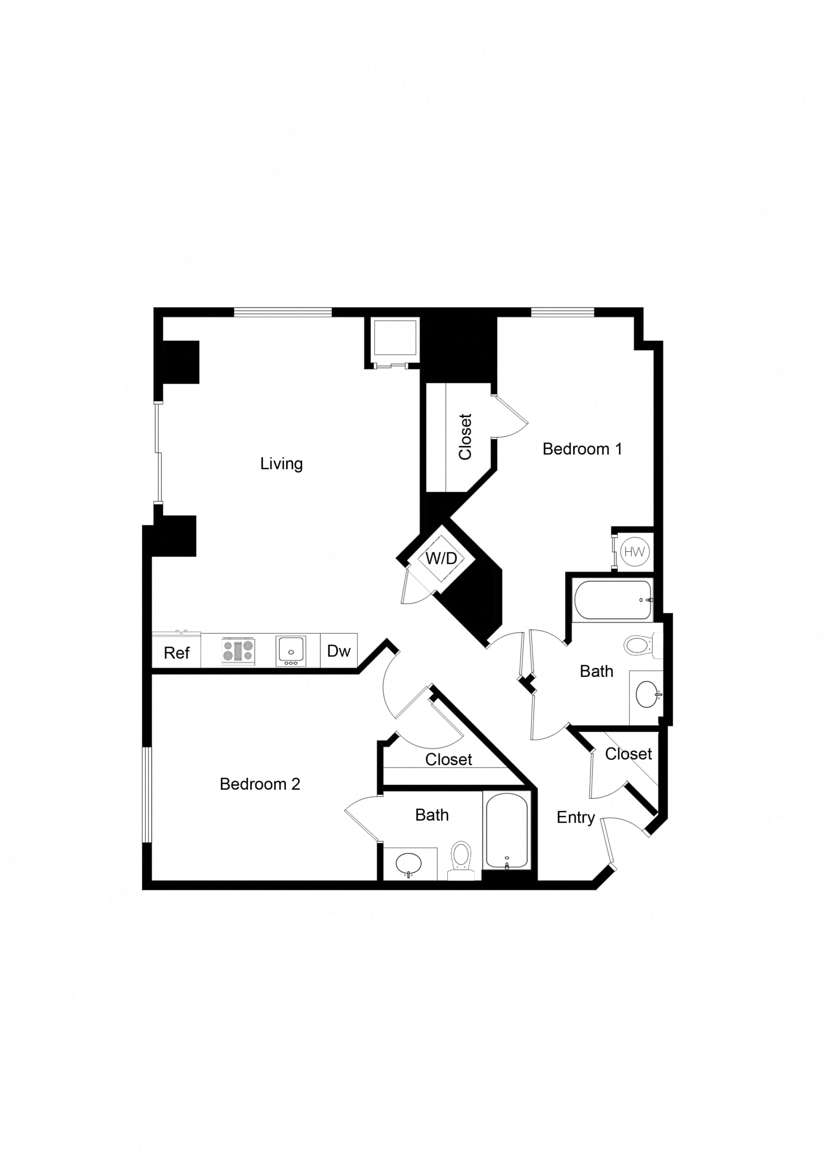 2x2 B05A-1 Floor Plan