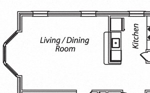 Victory Terrace Senior Apartments 1 Bedroom 1 Bathroom w/Den Floor Plan Victory Terrace Senior Apartments 1 Bedroom 1 Bathroom w/Den Floor Plan
