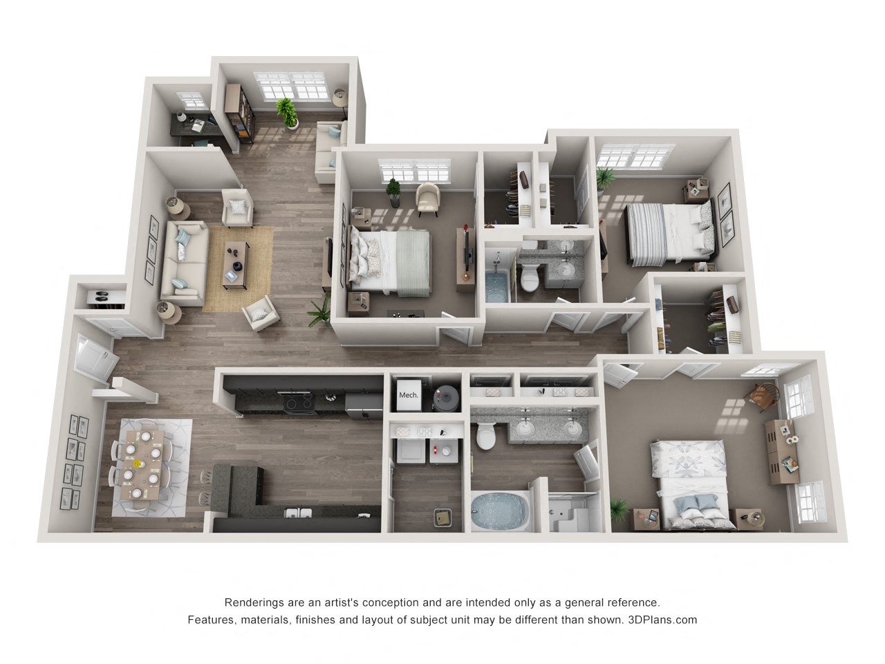 1716 Sq Ft Wellington Sunroom Floor Plan at Greystone Pointe, Tennessee