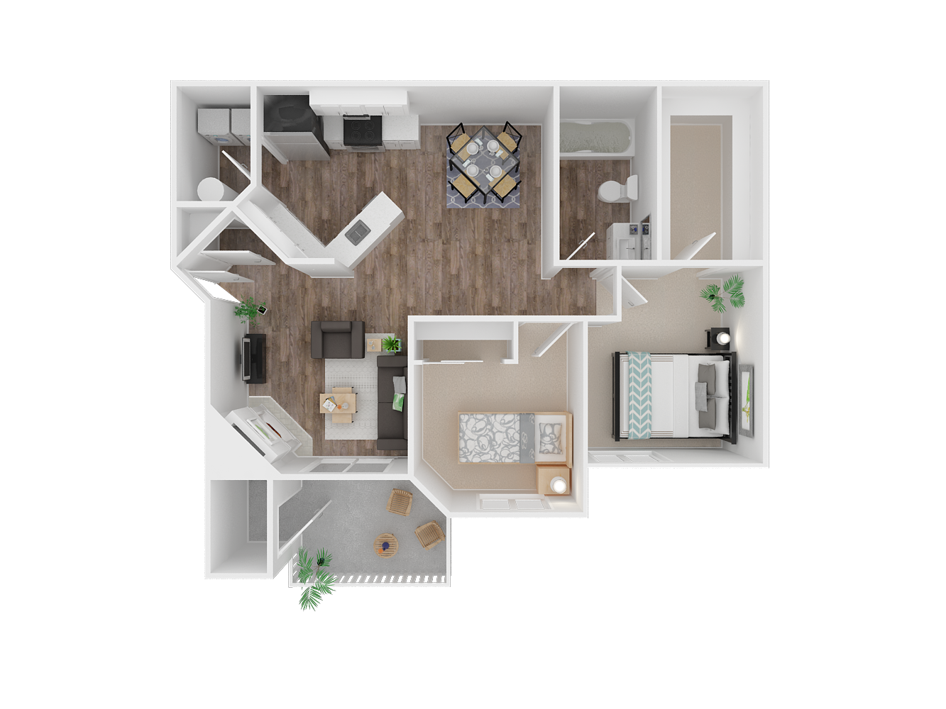 Two Bed & One Bath - Upgraded Floor Plan 4
