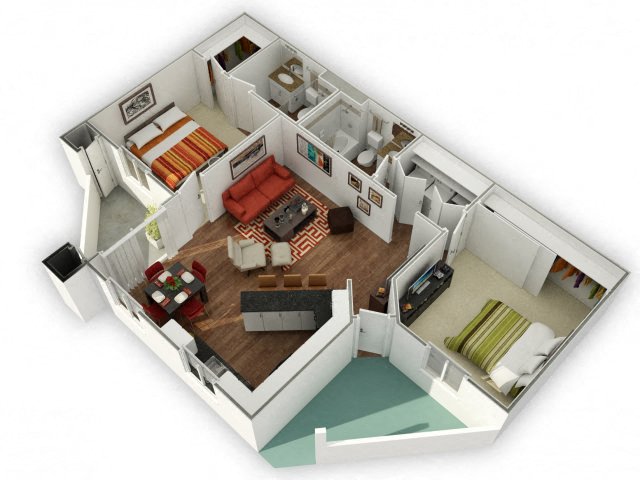 2 Bed 2 Bath Indigo Floor plan, at The Bristol at Sunset, Henderson, NV