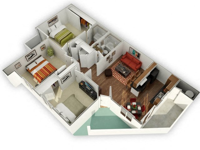 3 Bed 2 Bath Sage Floor plan, at The Bristol at Sunset, 2001 Ramrod Avenue