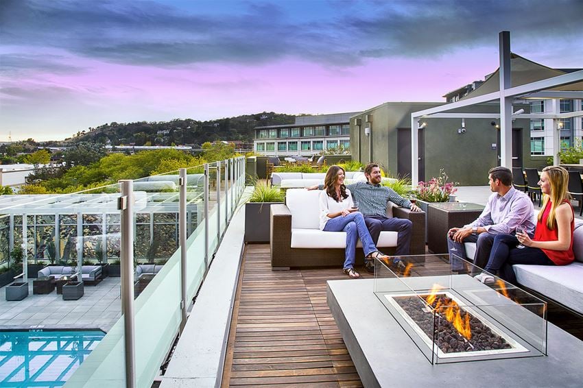 Rooftop Lounge With Fireplace at AVE Walnut Creek, Walnut Creek, California - Photo Gallery 1