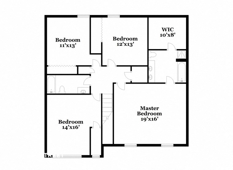 a floor plan of a house with two floors and a master bedroom