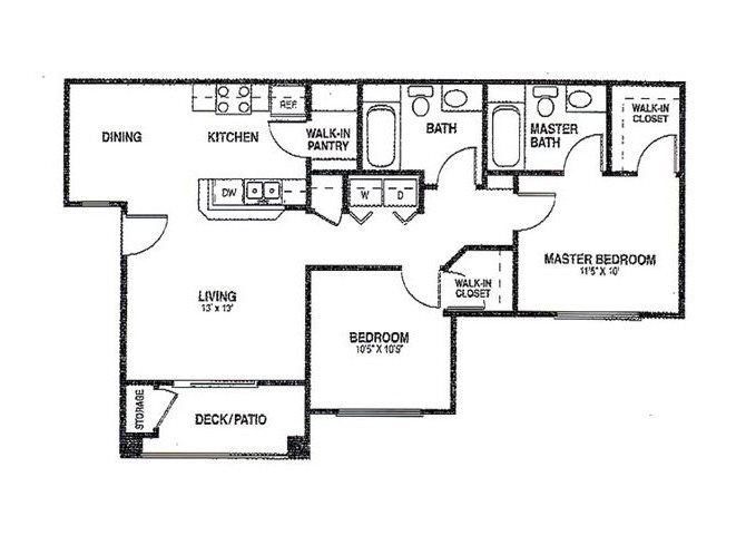 Agave Apartments | Two Bedrooms Two Bathrooms Floor Plan 2x2 Floor plans available at Agave Apartments in Elk Grove, CA 95757