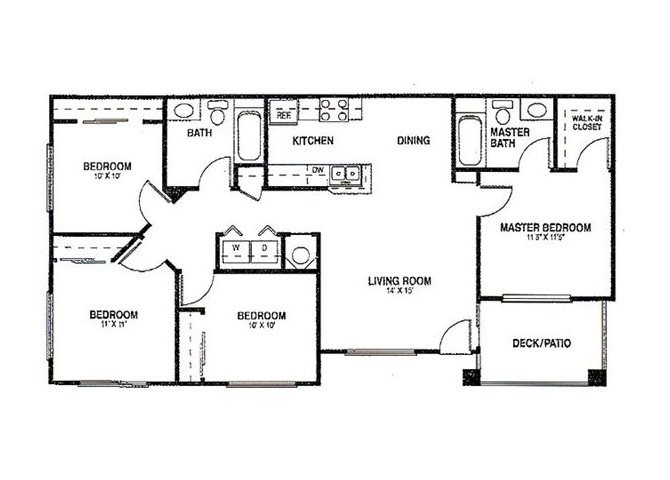 Agave Apartments | Four Bedrooms Two Bathrooms Floor Plan 4x2 Floor plans available at Agave Apartments in Elk Grove, CA 95757