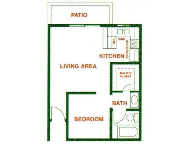 Canyon Village Apartments | One Bedroom One bedroom floor plan North Hollywood CA 91605 | Canyon Village Apartments