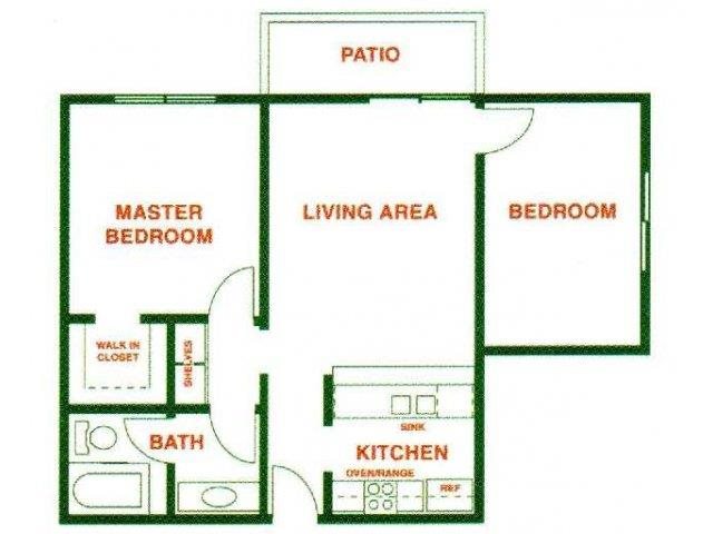 Canyon Village Apartments | Two Bedrooms Two bedroom floor planNorth Hollywood CA 91605 | Canyon Village Apartment Homes