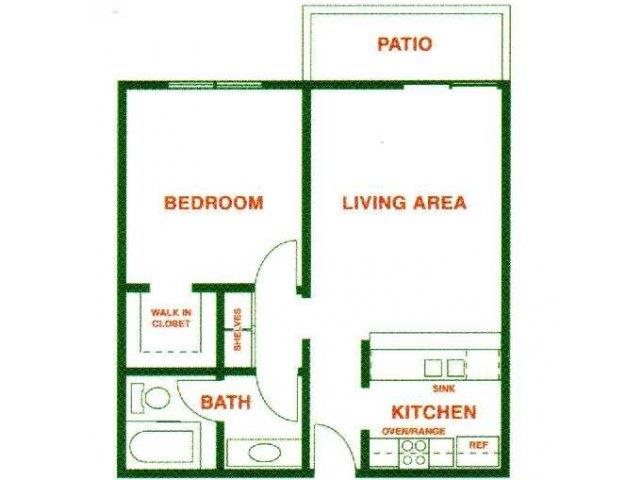 Canyon Village Apartments | One Bedroom Units One bedroom floor plan North Hollywood CA 91605 | Canyon Village Apts
