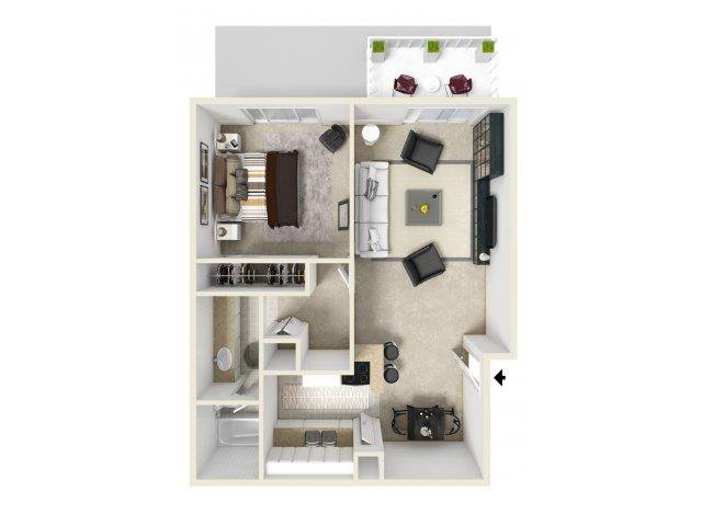 Corsica Apartments l 1x1 1X1 floor plan in Pico Rivera, CA l Corsica