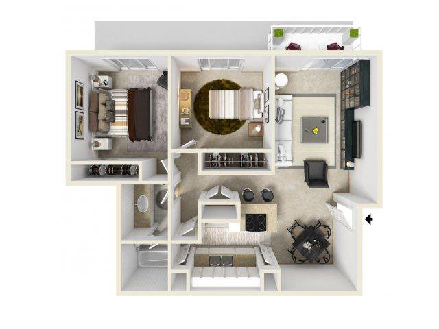 Corsica Apartments l 2x1 2X1 floor plan in Pico Rivera, CA l Cirsica
