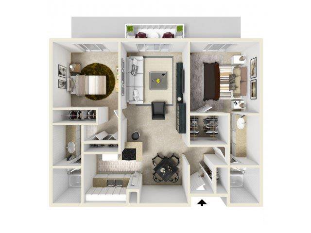 Corsica Apartments l 2x2 2X2 floor plan in Pico Rivera, CA l Corsica
