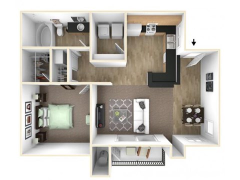 The Acorn floor plan l The Preserve at Creekside Apartments in Roseville CA 