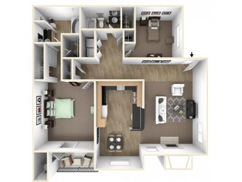The Brook floor plan l The Preserve at Creekside Apartments in Roseville CA 