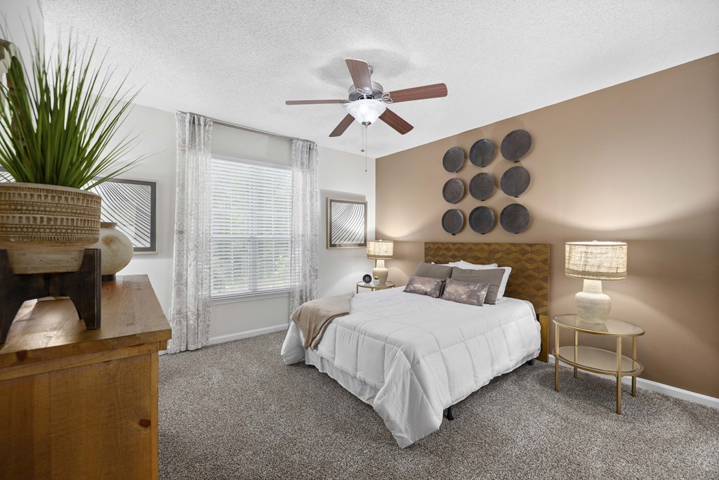 the preserve at ballantyne commons bedroom with ceiling fan
