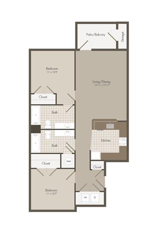 2 Bedroom | 2 Bath | 1001 SF