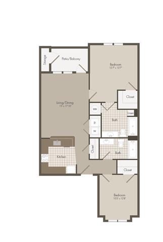 2 Bedroom | 2 Bath | 1042 SF