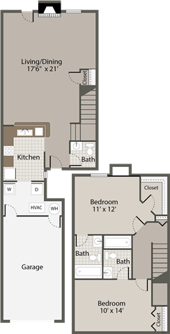 2 Bedroom | 2.5 Bath | 1144 SF