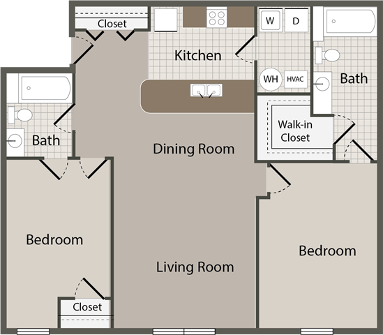Oxford | 2 Bedroom | 2 Bath | 1024 SF