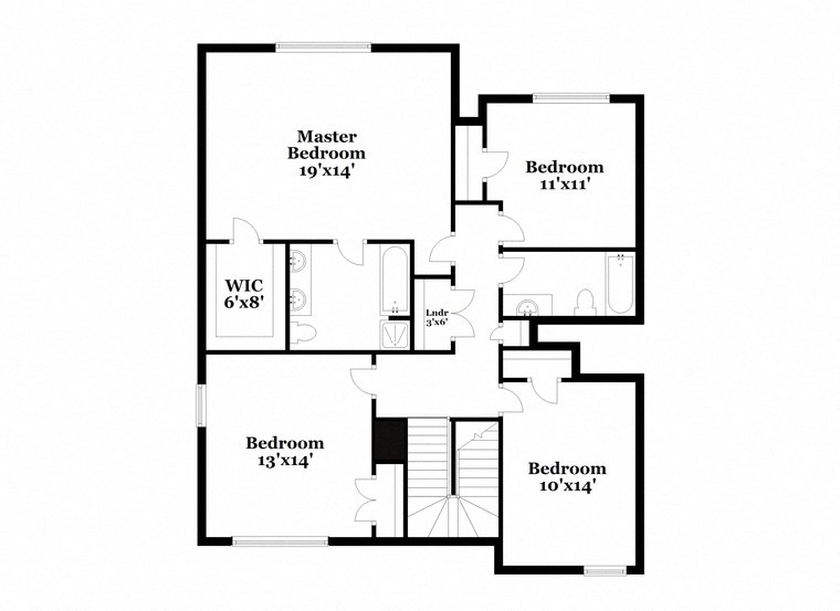 a floor plan of a house with two bedrooms and two bathrooms