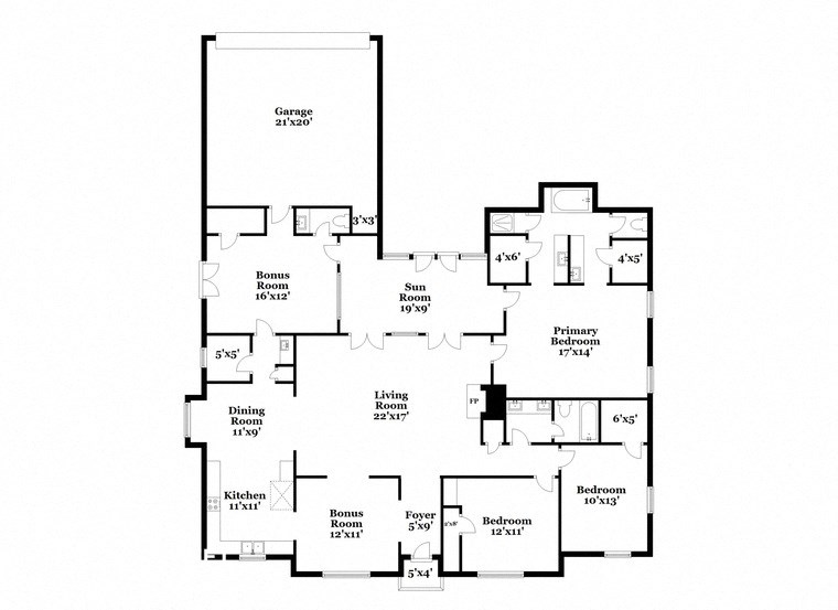floor plan of the second level of the house with two floors and a garage