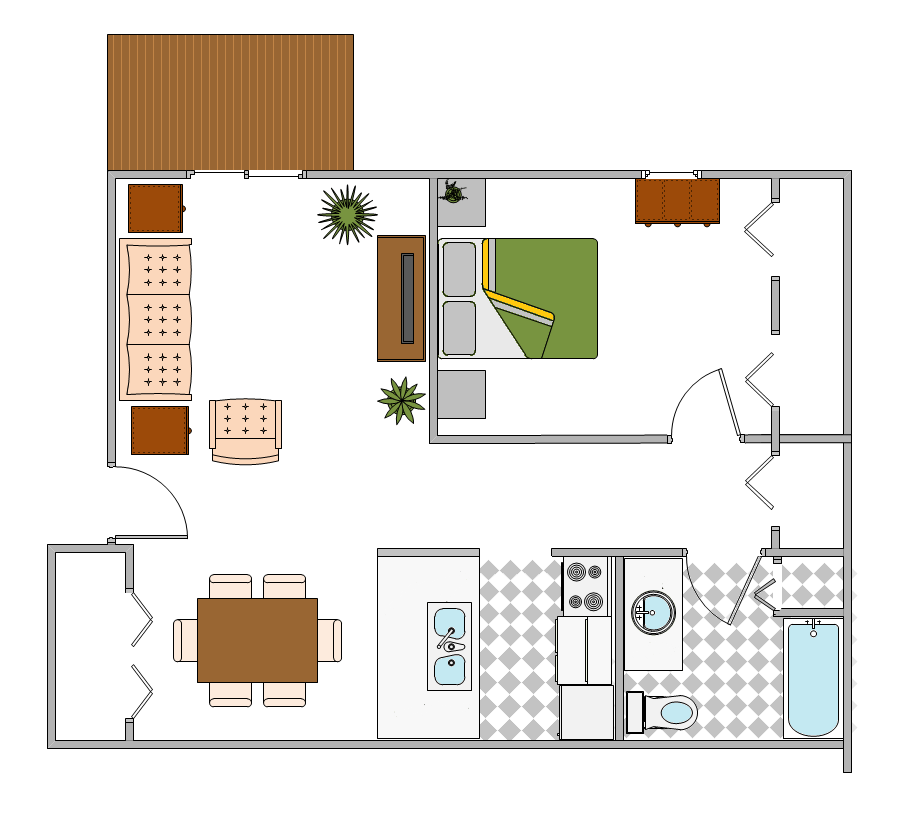 One Bedroom Floor Plan at Custer Estates Apartments, Monroe, 48162