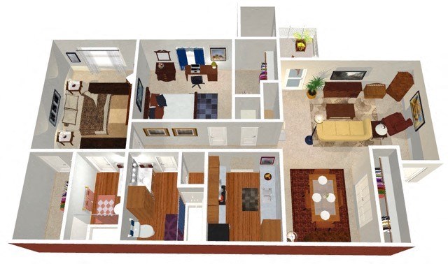 Cottonwood - 3D Emberwood Apartments - Cottonwood Floor Plan