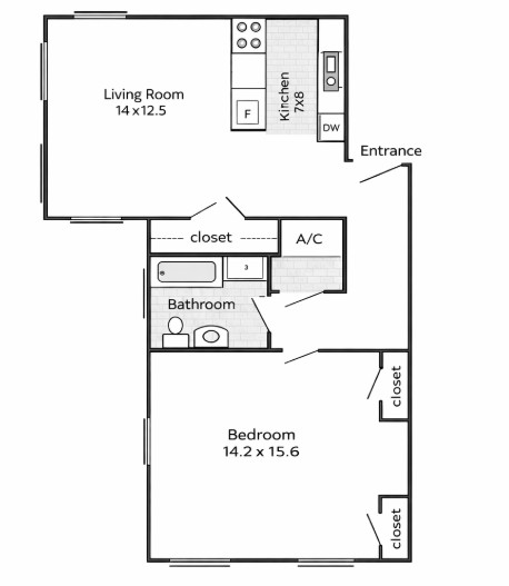 1 Bedroom 1 Bath Small