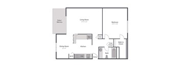 1 Bed 1 Bath Floor Plan at The Brook at Columbia, Columbia, Maryland