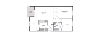 2 Bed 1 Bath Floorplan at The Brook at Columbia, Columbia