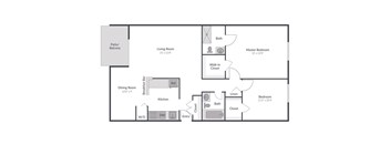 2 Bedroom 2 Bath Floor Plan at The Brook at Columbia, Columbia, MD