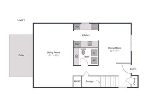 3 Bedroom 2.5 Bath Townhome Floor Plan at The Brook at Columbia, Maryland