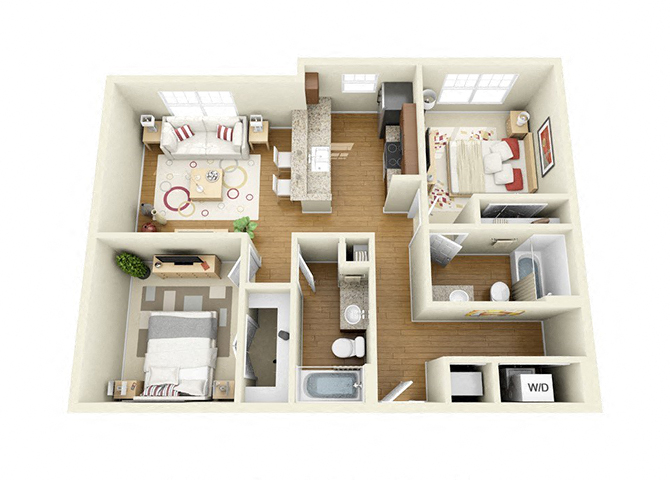 Luxurious 2 Bed Floor Plan Luxurious 2 Bed Floor Plan at The Langston, Cleveland, OH, 44114