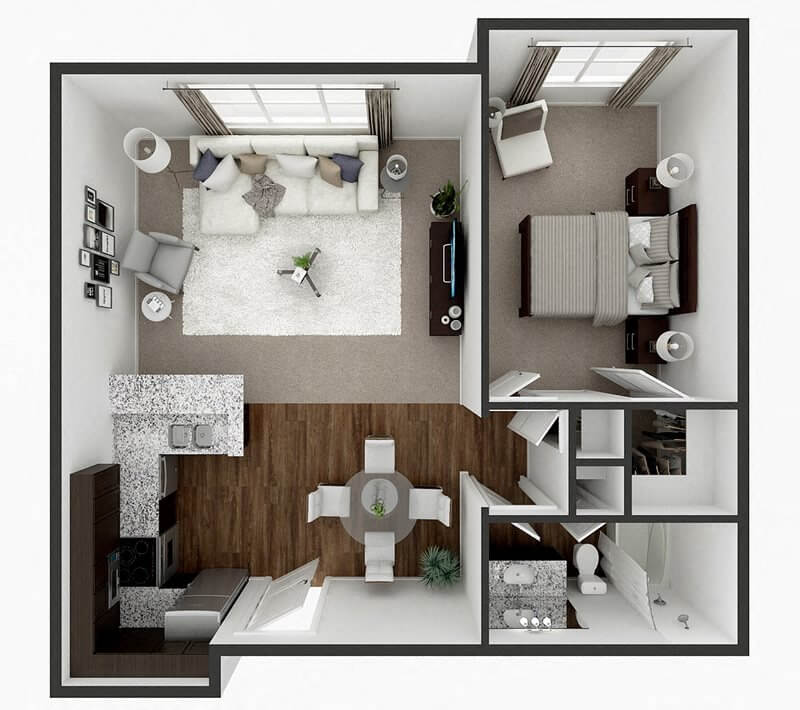 1 bed apt floor plan Grand Blanc