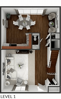 two bedroom townhome floor plan main floor