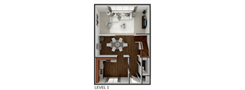 main floor of two bedroom townhome floor plan