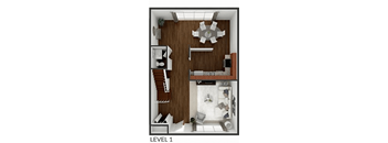 main floor of 3 bedroom townhome floor plan