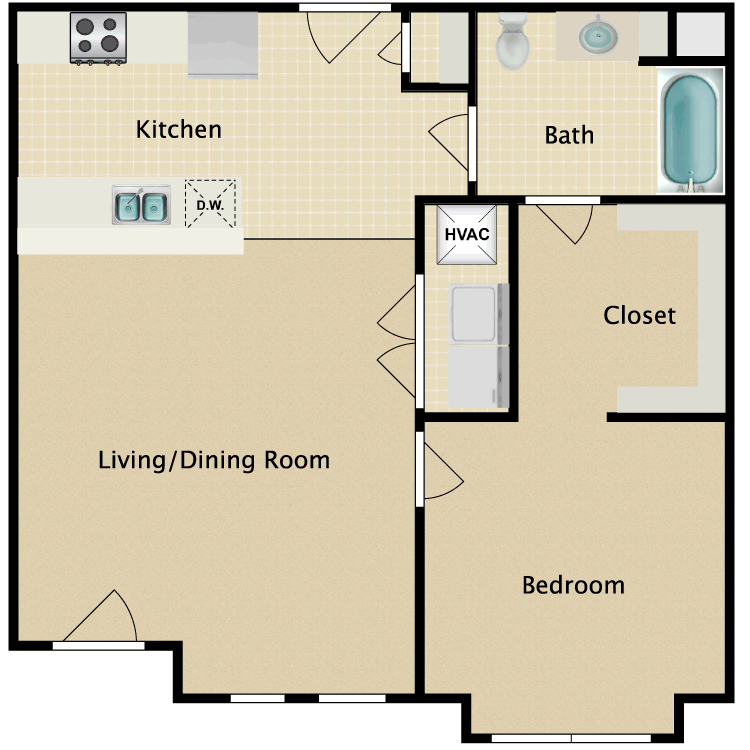 1 Bed 1 Bath