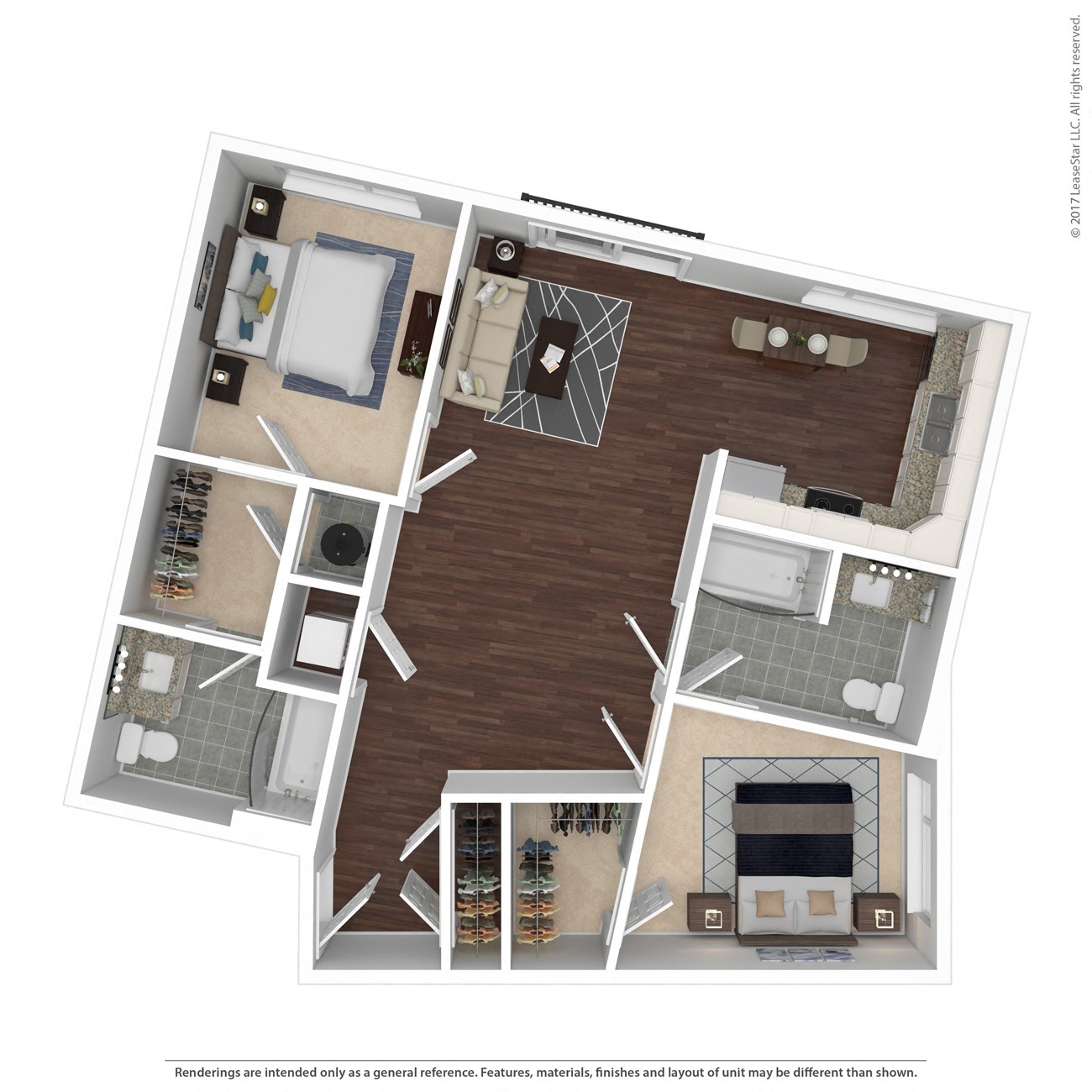 Old Main B2 floor plan of East 51’s new one bedroom apartments