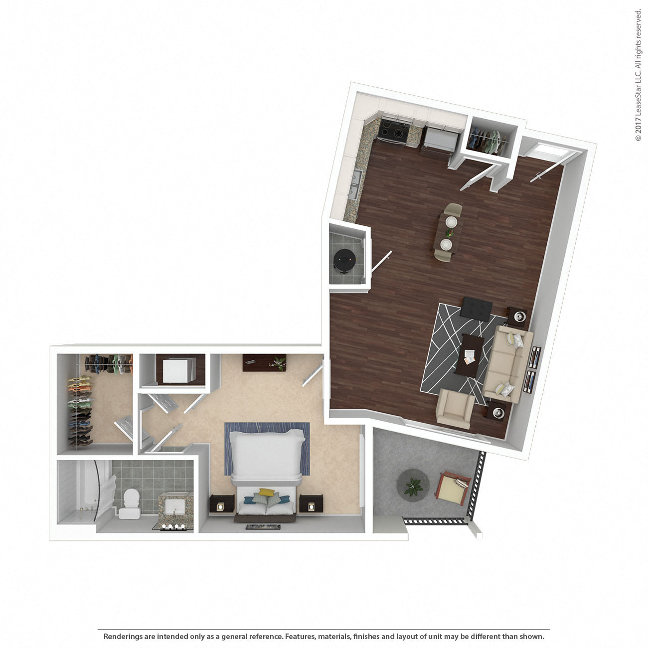 Old Main A3 floor plan of East 51’s new one bedroom apartments