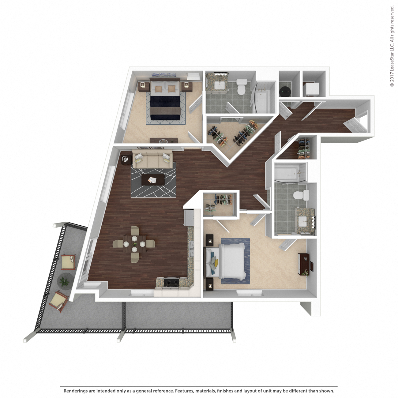 Old Main B4 floor plan of East 51’s new two bedroom apartments in Henrico, VA
