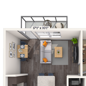Traditional 1x1 607 SF-FP