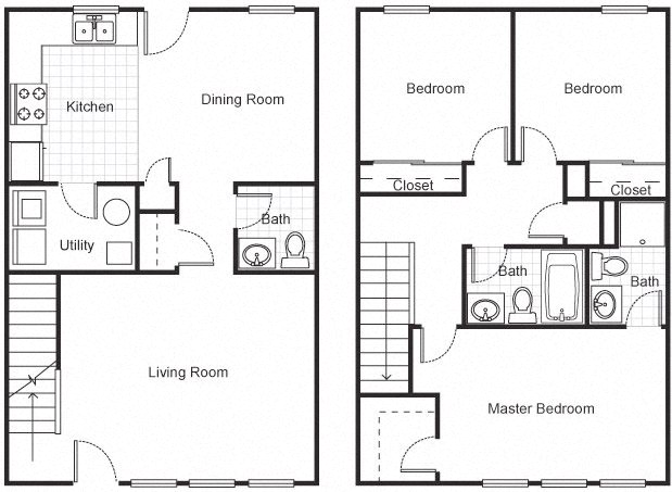 3 Bedroom 2.5 Bath 2D Floorplan-Faubourg Lafitte, New Orleans