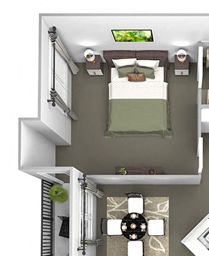 The Estates at River Pointe - A1 - 1 bedroom - 1 bathroom - 3D Floor plan The Estates at River Pointe - A1 - 1 bedroom - 1 bathroom - 3D Floor plan