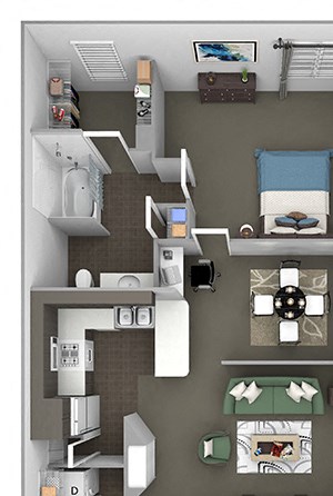 The Estates at River Pointe - B3 - 2 bedroom - 2 bath - 3D floor plan The Estates at River Pointe - B3 - 2 bedroom - 2 bath - 3D floor plan