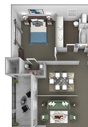 The Estates at River Pointe - C1 - 3 bedroom - 2 bathroom - 3D floor plan The Estates at River Pointe - C1 - 3 bedroom - 2 bathroom - 3D floor plan